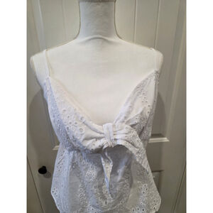 Sanctuary White Embroidered Eyelet Tank Top With Front Tie NWOT Size XL
